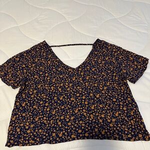 Arizona Jean Company Black and Blue Crop Blouse Relaxed Fit